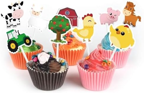 High quality card paper farm animal cake toppers
