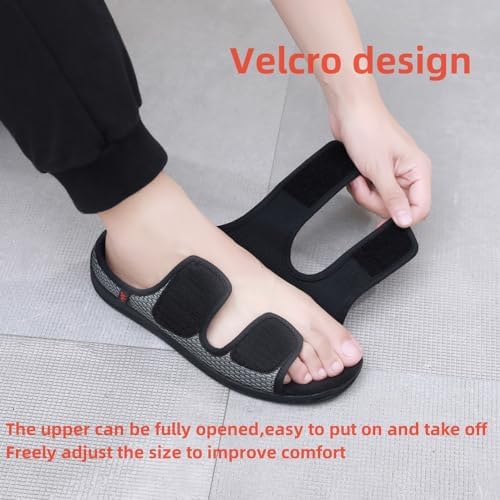 Side view of KUMUROETA adjustable sandals showing Velcro closure
