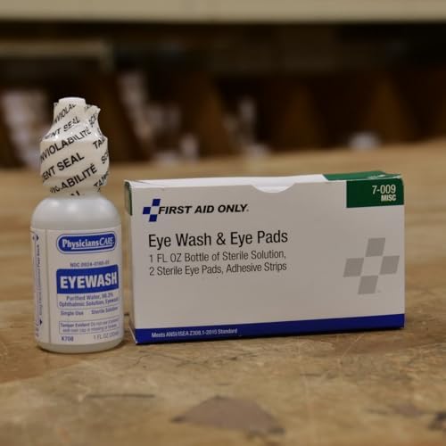 Back of First Aid Only eye wash kit packaging with usage instructions