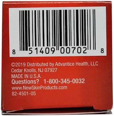 New-Skin liquid spray bandage packaging displaying usage directions and warnings