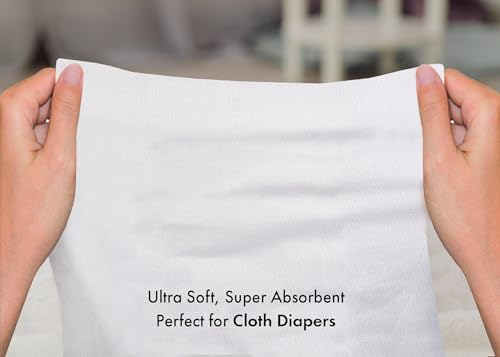 Flat-fold cloth diaper packaging and size reference