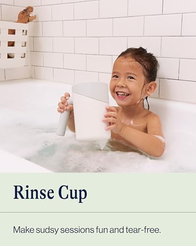 Lalo baby bath cup showing flexible soft edge TPE rim