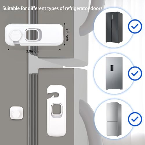 White adhesive baby proof latch for kitchen cabinets and drawers