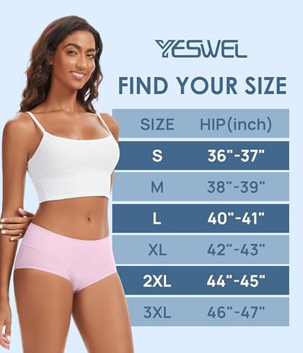 Size chart and packaging for Yeswel reusable briefs