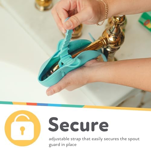 Nuby dolphin faucet cover installed on standard tub tap