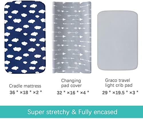 Close up view of the ultra soft microfiber material of the gray baby changing table sheets.