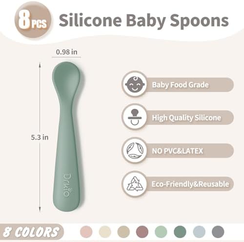 Soft chewable tip baby training spoons for self feeding