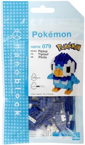 Nanoblock Pokemon Piplup micro size building blocks organized for assembly