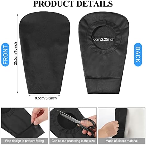 Four pieces of black washable colostomy bag liners spread out