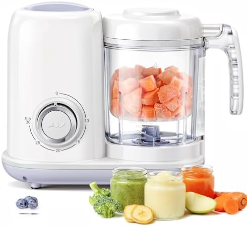 AMZBABYCHEF baby food steamer and blender with steaming basket extracted demonstrating capacity