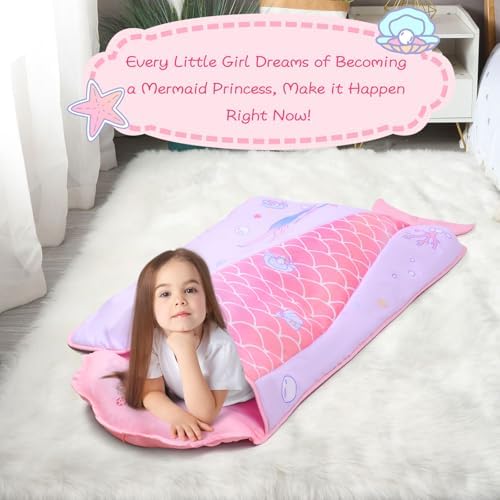 Back view of the Gophralove children bedding roll highlighting the secure fastening mechanism.