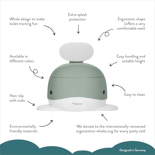 Child using Kindsgut whale themed potty in modern bathroom