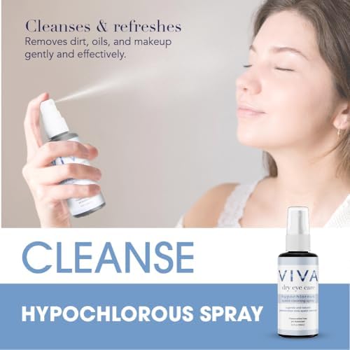 Hypochlorous acid spray for eyelid and lash hygiene application.