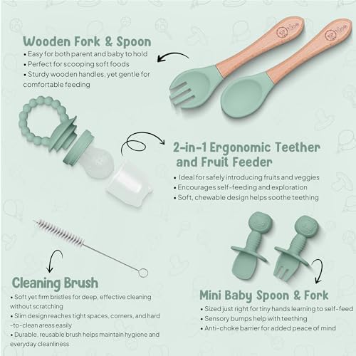 O'doe Baby Weaning Set – 15 Pcs Silicone Baby Feeding Set with Suction Plate, Bowl, Bib, Sippy Cup, Fruit Feeder & Freezer Tray – Baby Plates and Bowls Set for 3M+ | BPA-Free Baby Dishes & Utensils - Image 7