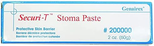 Imported Genairex Securi-T ostomy barrier paste tube highlighting the 56.7 gram weight specification