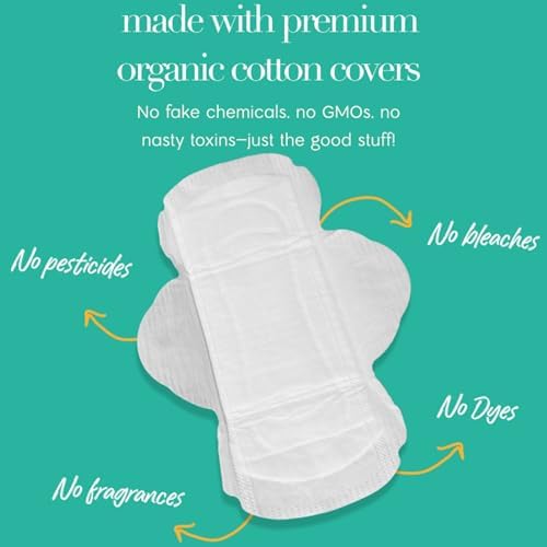 Organic cotton topsheet menstrual pads for teen girls with wings.