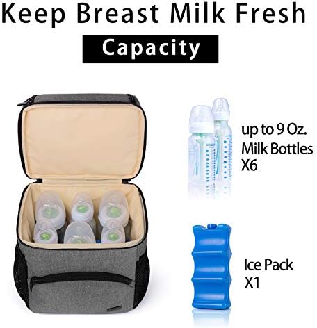 Teamoy gray travel baby bottle tote with shoulder strap