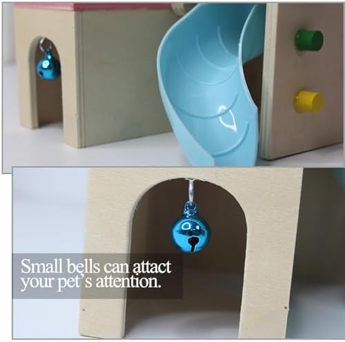 kathson Hamster House Pets Small Animal Hideout with Funny Climbing Ladder Slide Wooden Hut Play Toys Chews for Small Animals Like Dwarf Hamster and Mouse(Blue) - Image 7