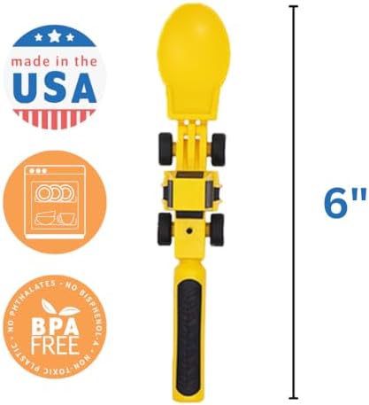 Constructive Eating Plate and Utensils Set - USA-Made Toddler Dinnerware with Divided Plates (Construction) - Image 7