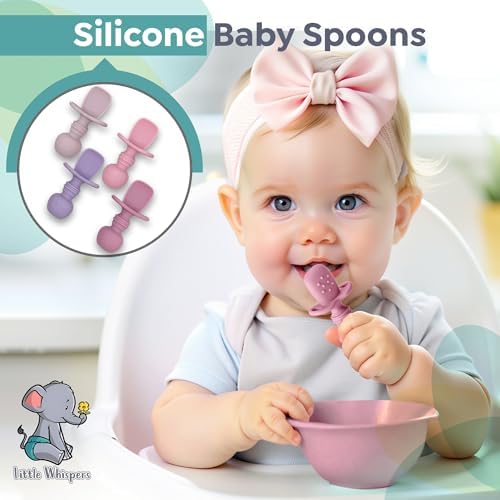 Close up of the shallow bowl and sensory bumps on the baby weaning utensil