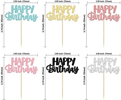 Assorted colors of Gyufise glitter cake toppers