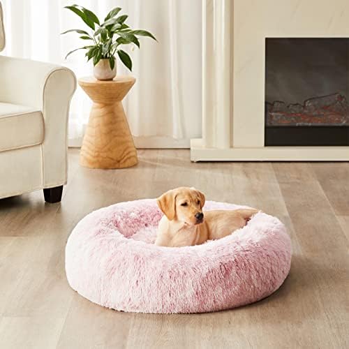 WNPETHOME Calming Dog Bed Cat Bed Donut, Faux Fur Pet Bed Self-Warming Donut Cuddler, Comfortable Round Plush Dog Beds (20 x 20 x 8 Inch, Light Pink) - Image 7