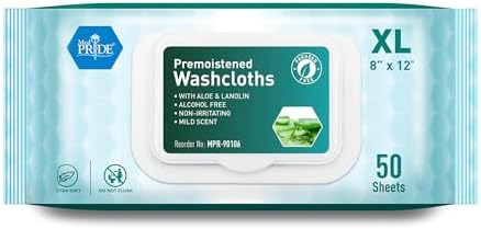Detail of Med Pride premoistened washcloth texture and size