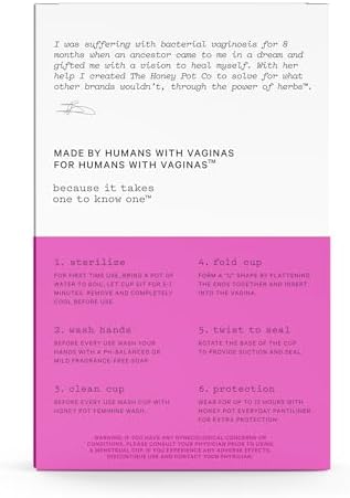 Authentic The Honey Pot Company menstrual cup packaging and product view