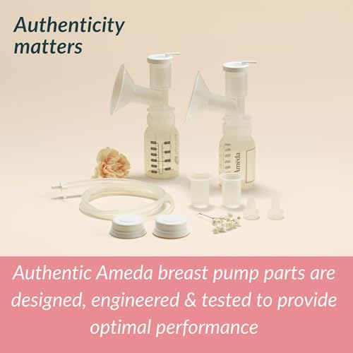 Side view of the premium imported Ameda universal spare components showing the precise fit for hygienic milk expression.