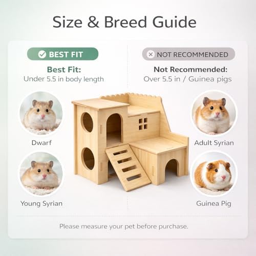 Tiny Hamster Maze Wood House Fun Slide House Double-Decker Hut for Dwarf Gerbil Mouse Mice Rat Small Animals(Only for Small Hamster) - Image 7
