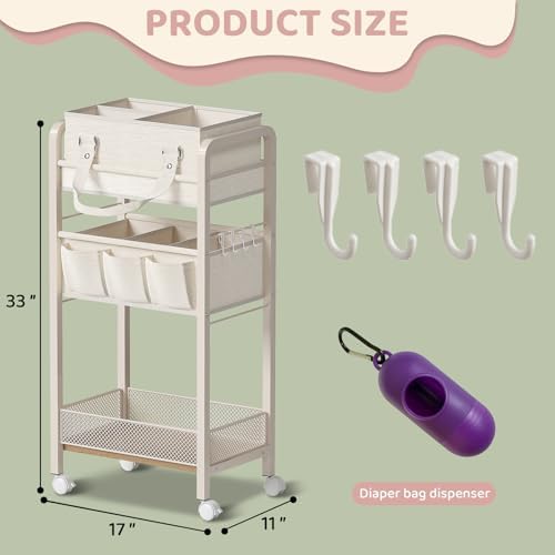Detachable diaper caddy basket being used as a mobile station