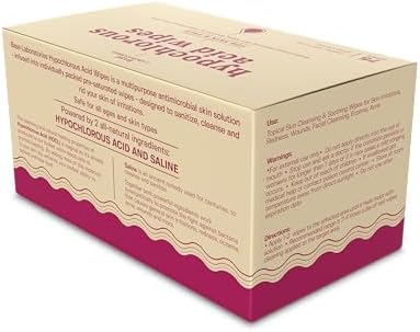 Dermatologist recommended hypochlorous acid wipes for daily skin hygiene.