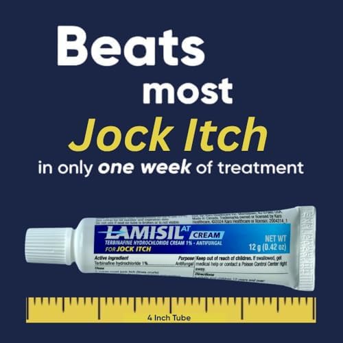 Lamisil fast acting jock itch cream box displaying the clinical clearance certification