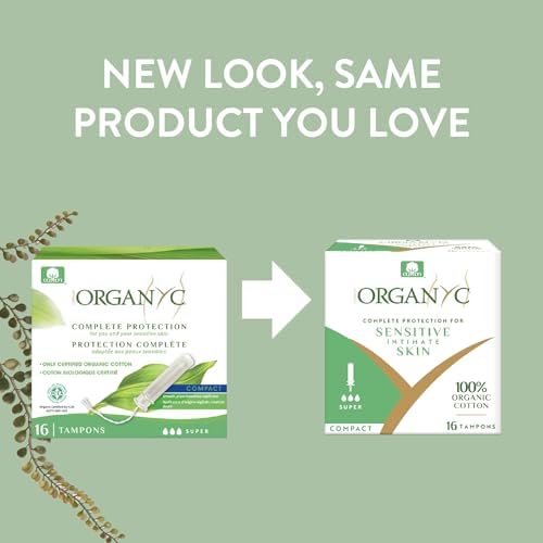 Organyc Super Flow tampons with plant-based compact applicator detail.
