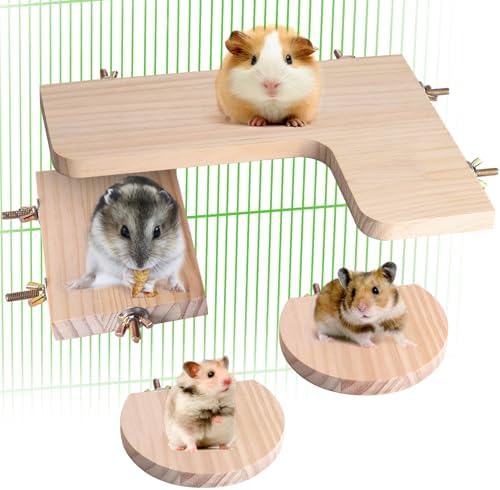Chinchilla Cage Accessories Hamster Accessories, Chinchilla Toys Wood Platform Dwarf Hamster Cage Board, Chinchilla Cage Sturdy Standing and Jumping Wooden Board for Parrot Cage Rat Cage (Board) - Image 2