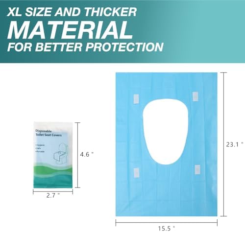 Individually wrapped travel hygiene mats displayed in a fifty pack product packaging.