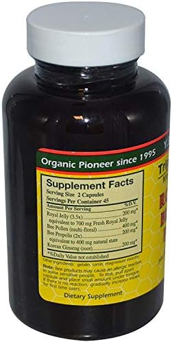 Y.S. Eco Bee Farms Royal Jelly and Korean Ginseng multi-nutrient capsules label details and supplement facts