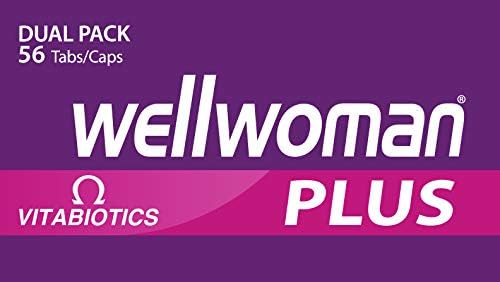 Close up of Vitabiotics Wellwoman Plus health supplement box