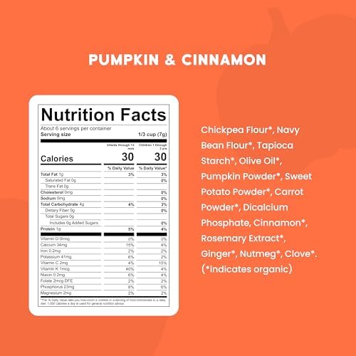 Serenity Kids 6 months plus allergen free baby puffs nutrition label showing zero sugar ingredients
