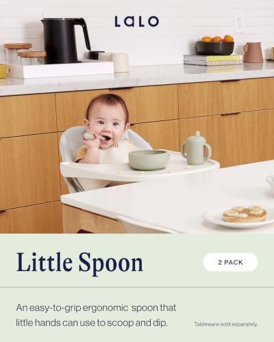 Lalo baby silicone spoon set ergonomic handle detail