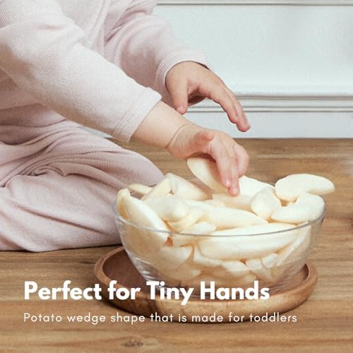 Naeiae wholesome baby food puff snacks organized neatly to illustrate safe infant self feeding portions.
