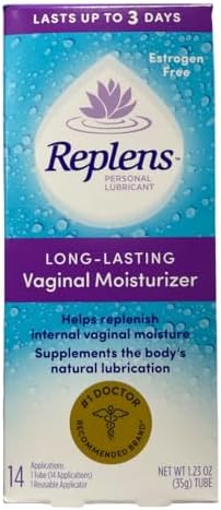 Replens vaginal moisturizer tube with reusable applicator for feminine care.