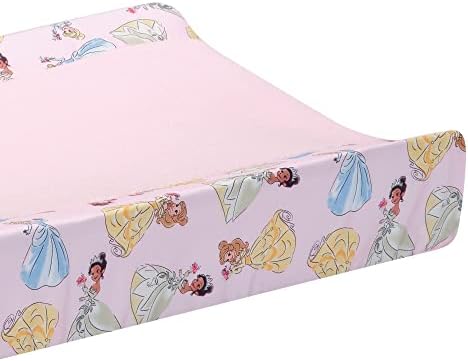 Close up view of the printed microfiber border detailing Cinderella, Belle, and Tiana graphics.