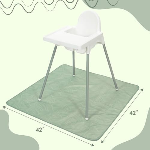 S&T INC. high chair mat fabric texture and sage needlepoint pattern detail.