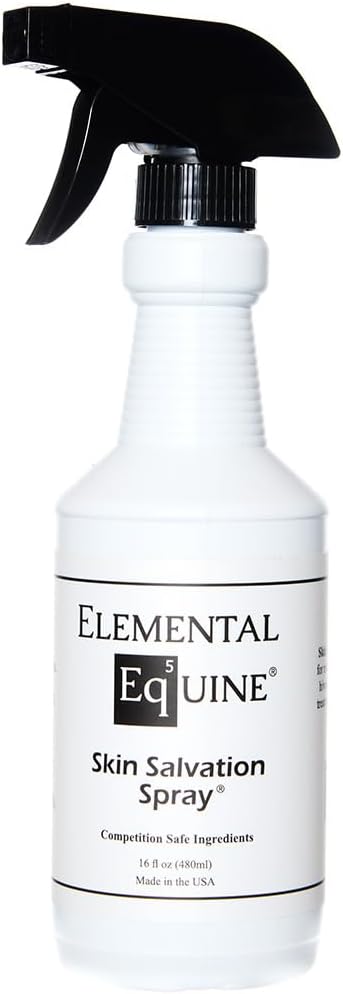 Elemental Equine show safe skin relief formula for horses in a sixteen ounce spray bottle.