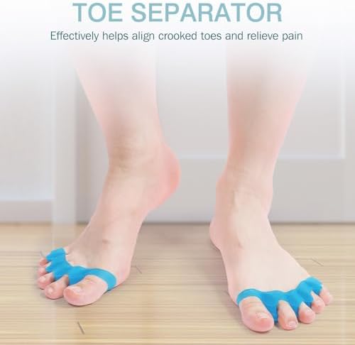 KTSAY gel toe separators being worn on a foot for bunion relief.
