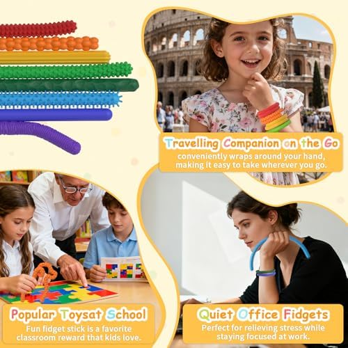 MEIEST eight pack sensory flexible sticks showcasing full color selection and suction capabilities