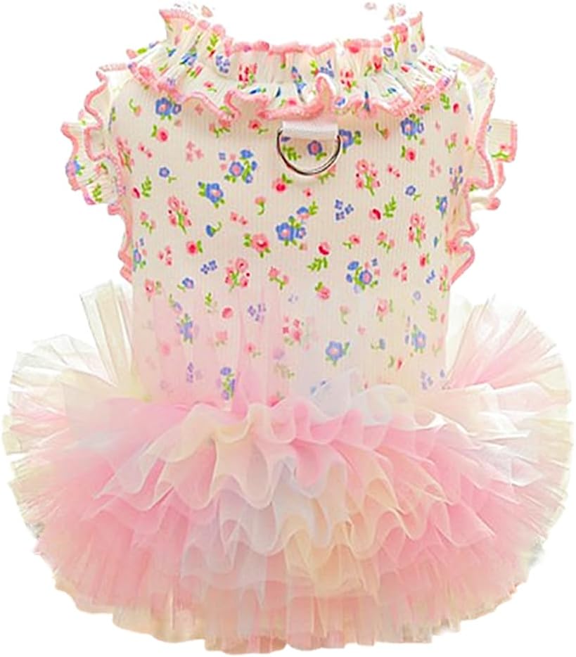 Fancy Dog Dresses with Leash Ring, Embroidered Dog Wedding Dress, Bow Puppy Clothes for Small pet Girl Multi-Layer Lace Tutu Cat Outfit for Kitten Chihuahua Yorkie, Small - Image 12