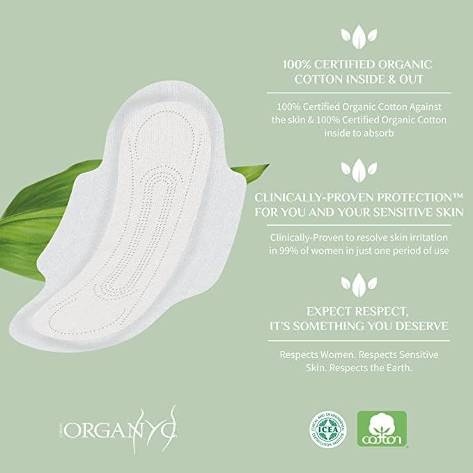 Organyc biodegradable organic cotton pads for eco-friendly period care