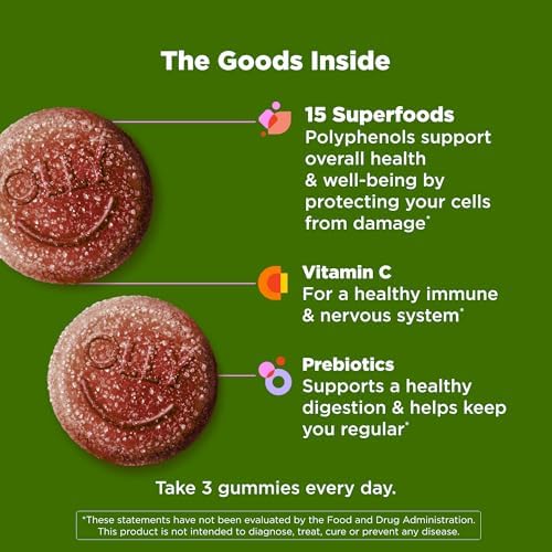 Olly immune and digestive health daily dietary supplement bottle from the side.
